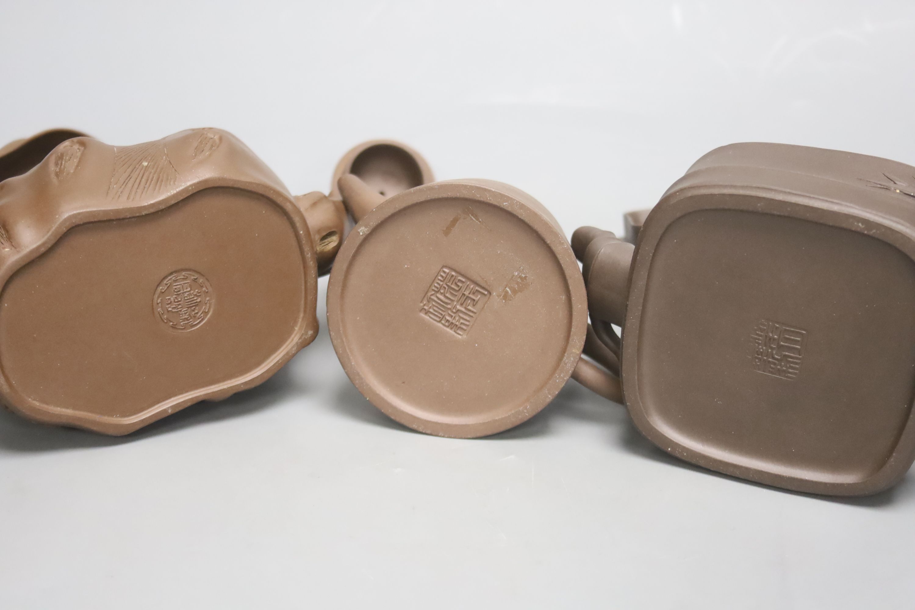 Three Chinese Yixing teapots